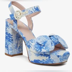 Ted Baker NWOB Size 8.5 Ivory Floral Hemmina Platform Bow Heels Wedding Party